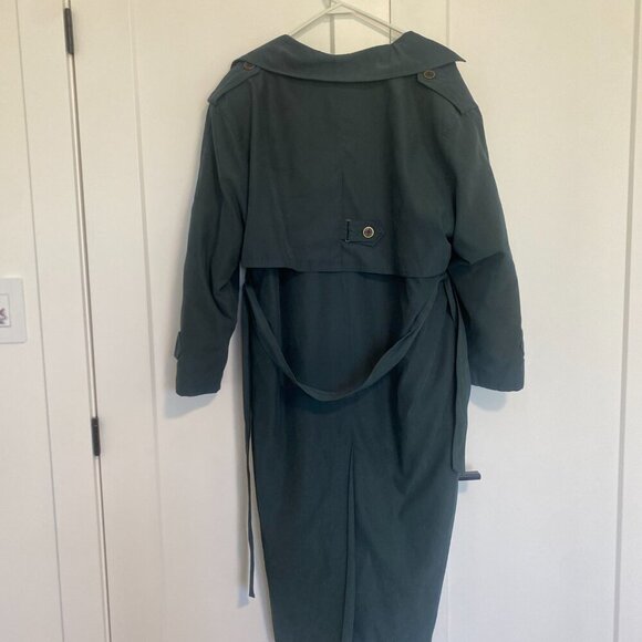 Vintage Luba Paris Trench Coat Emerald Green‎ Long Trench Coat Size Large 12 - Picture 6 of 9